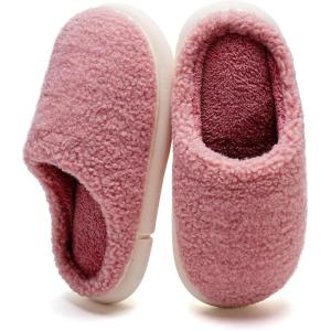 WateLves Women’s Pillow Warm Memory Foam Slippers Comfortable Cute House Shoes Lightweight Fuzzy Christmas Slippers(Customization-strawberry Powder)