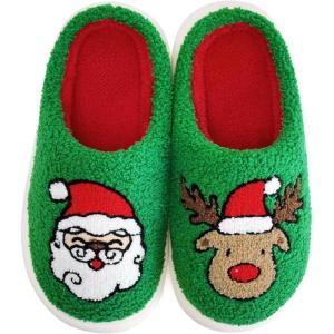 WateLves Women’s Pillow Warm Memory Foam Slippers Comfortable Cute House Shoes Lightweight Fuzzy Christmas Slippers(Santa Claus)