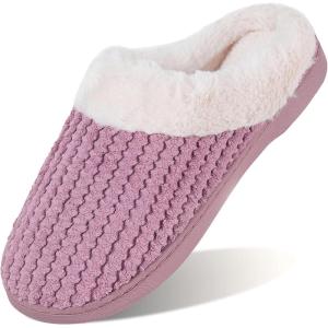 WateLves Women’s Slippers Comfort Memory Foam House Slippers Plush Lining Bedroom Shoes for Indoor & Outdoor(Bean Powder)
