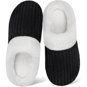 WateLves Women’s Slippers Comfort Memory Foam House Slippers Plush Lining Bedroom Shoes for Indoor & Outdoor(Black)