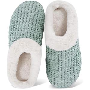 WateLves Women’s Slippers Comfort Memory Foam House Slippers Plush Lining Bedroom Shoes for Indoor & Outdoor(Green)