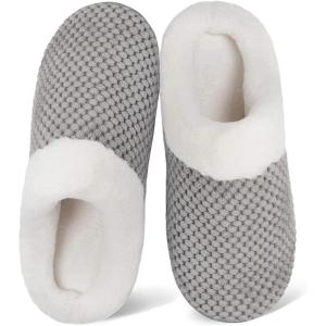 WateLves Women’s Slippers Comfort Memory Foam House Slippers Plush Lining Bedroom Shoes for Indoor & Outdoor(Grey)