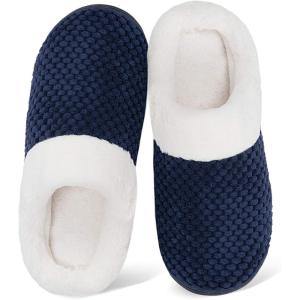 WateLves Women’s Slippers Comfort Memory Foam House Slippers Plush Lining Bedroom Shoes for Indoor & Outdoor(Navy Blue)