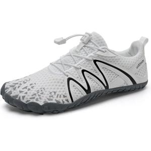 Water Shoes for Men Barefoot Quick-Dry Aqua Sock Outdoor Athletic Sport Shoes for Kayaking, Boating, Hiking, Surfing, Walking(B-white)