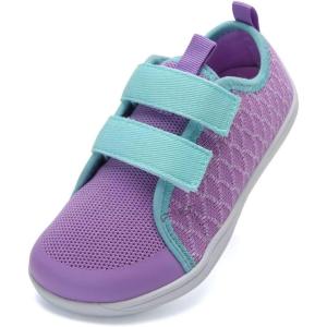 WateLves Toddler Little Kid Wide Barefoot The First Walking Shoes Girls Boys Breathable Lightweight Splay Naturally Minimalist Sneakers(Yulin,24) Purple