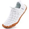 WateLves Barefoot Water Shoes Women Men Beach Breathable Walking Shoes Anti Slip Wide Toe Minimalist Zero Drop Sneakers for Travel Hiking Yoga(White)