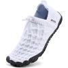 WateLves Barefoot Water Shoes Women Men Beach Breathable Walking Shoes Anti Slip Wide Toe Minimalist Zero Drop Sneakers for Travel Hiking Yoga(White/Grey)