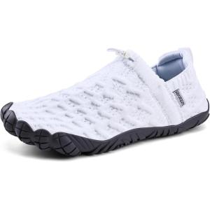 WateLves Barefoot Water Shoes Women Men Beach Breathable Walking Shoes Anti Slip Wide Toe Minimalist Zero Drop Sneakers for Travel Hiking Yoga(White/Grey)