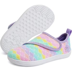 WateLves Wide Toddler Water Shoes Boys Girls Barefoot Shoes Lightweight Beach Swim Zero Drop Sole Summer Aqua Sandals(Rainbow Fish Scales)