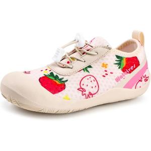 WateLves Wide Toddler Water Shoes Kids Barefoot Athletic Sneakers Girls Boys Quick Dry Aqua Socks for Beach Hiking Swim Kayak Sport Accessories, Camping Essentials(Strawberry)