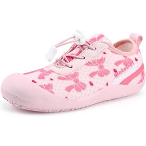 WateLves Wide Toddler Water Shoes Kids Barefoot Athletic Sneakers Girls Boys Quick Dry Aqua Socks for Beach Hiking Swim Kayak Sport Accessories, Camping Essentials(Pink Bow)