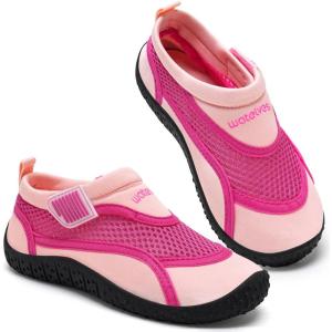 WateLves Kids Water Shoes Toddler Quick Dry Barefoot Shoes Girls Boys Aqua Athletic Sneakers for Beach Hiking Swim Kayak Sport Accessories, Camping Essentials(Pink)