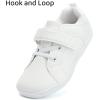 WateLves Toddler Little Kid Wide Barefoot The First Walking Shoes Girls Boys Leather Uniform Dress Shoes Lightweight Splay Naturally Minimalist Sneakers (White, 31)