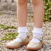 WateLves Toddler Girls Wide Ballet Flats Little Kids Mary Jane Dress Shoes | Little Girls Kids Ballerina Flats Bow Princess Shoes for Wedding Party Church School Uniform with Hook and Loop(Champagne Patent)