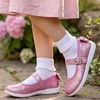 WateLves Toddler Girls Wide Ballet Flats Little Kids Mary Jane Dress Shoes | Little Girls Kids Ballerina Flats Bow Princess Shoes for Wedding Party Church School Uniform with Hook and Loop(Sparkle Pink Patent)