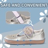 WateLves Toddler Little Girls Mary Jane Wide Dress Shoes Ballet Flats for Party School Wedding(Gold)