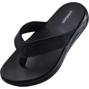 WateLves Girls Flip Flops Non-Slip Casual Thong Sandals Summer Sandal Shoes for Beach Swim Pool (Little Kid/Big Kid)(Pu Black)