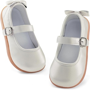 WateLves Toddler Girls Wide Ballet Flats Little Kids Mary Jane Dress Shoes | Little Girls Kids Ballerina Flats Bow Princess Shoes for Wedding Party Church School Uniform with Hook and Loop(White Patent)
