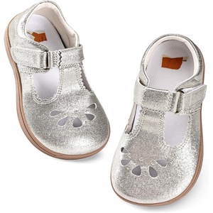 WateLves Toddler Little Girls Mary Jane Wide Dress Shoes Ballet Flats for Party School Wedding(Gold)