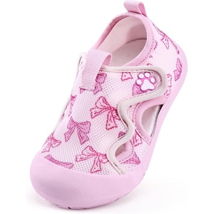 WateLves Toddler Wide Barefoot Water Shoes Kids Quick Dry Beach Shoes Girls Boys Non-Slip Aqua Athletic Sneakers for Hiking Swim Kayak Sport Accessories, Camping Essentials(Pink Bows)