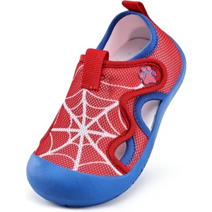 WateLves Toddler Wide Barefoot Water Shoes Kids Quick Dry Beach Shoes Girls Boys Non-Slip Aqua Athletic Sneakers for Hiking Swim Kayak Sport Accessories, Camping Essentials(Red Blue)