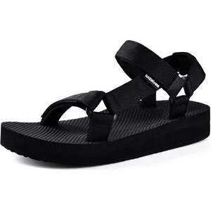 WateLves Womens-Sport-Sandals Hiking Sandals with-Arch-Support Webbing-Outdoor-Beach-Water-Sandals for Travel-Walking-Trekking-Camping(Thicken-black)