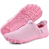 WateLves Water Shoes Womens Mens – Comfortable Lightweight Striped Pattern Barefoot Shoes for Beach Swim Pool Yoga Boating Water Aerobics(Pink)