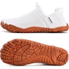 WateLves Water Shoes Womens Mens – Comfortable Lightweight Striped Pattern Barefoot Shoes for Beach Swim Pool Yoga Boating Water Aerobics(White)