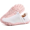 WateLves Water Shoes Womens Mens – Comfortable Lightweight Striped Pattern Barefoot Shoes for Beach Swim Pool Yoga Boating Water Aerobics(White Pink)