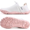 WateLves Water Shoes Womens Mens – Comfortable Lightweight Striped Pattern Barefoot Shoes for Beach Swim Pool Yoga Boating Water Aerobics(White Pink)