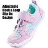 WateLves Water Shoes for Toddler Little Big Kid Wide Barefoot Aqua Athletic Sneakers Girls Boys Hiking Beach Swim Fast Dry Shoes(Pink/Blue)