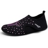 WateLves Water Shoes for Women Men Swim Beach Aqua Socks House Slippers Quick Dry Barefoot Travel Shoes with Adjustable Magic Tape for Pool Diving Boating Yoga(A-black/Pink)