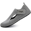 WateLves Water Shoes for Women Men Swim Beach Aqua Socks House Slippers Quick Dry Barefoot Travel Shoes with Adjustable Magic Tape for Pool Diving Boating Yoga(B-grey)