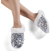 WateLves Women’s Slippers Comfort Memory Foam House Slippers Plush Lining Bedroom Shoes for Indoor & Outdoor(Sequins Silver)