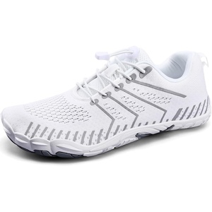 WateLves Water Shoes Women Men Anti Slip Barefoot Wide Toe Beach Breathable Walking Shoes Minimalist Zero Drop Sneakers for Beach Travel Hiking(A-white/Grey)