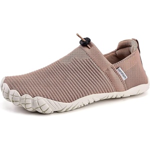 WateLves Water Shoes Womens Mens – Comfortable Lightweight Striped Pattern Barefoot Shoes for Beach Swim Pool Yoga Boating Water Aerobics(Brown)