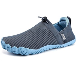 WateLves Water Shoes Womens Mens – Comfortable Lightweight Striped Pattern Barefoot Shoes for Beach Swim Pool Yoga Boating Water Aerobics(Grey Blue)
