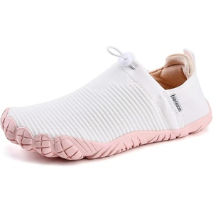 WateLves Water Shoes Womens Mens – Comfortable Lightweight Striped Pattern Barefoot Shoes for Beach Swim Pool Yoga Boating Water Aerobics(White Pink)