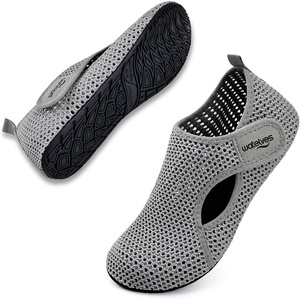 WateLves Water Shoes for Women Men Swim Beach Aqua Socks House Slippers Quick Dry Barefoot Travel Shoes with Adjustable Magic Tape for Pool Diving Boating Yoga(B-grey)