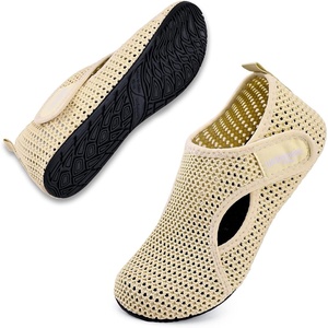 WateLves Water Shoes for Women Men Swim Beach Aqua Socks House Slippers Quick Dry Barefoot Travel Shoes with Adjustable Magic Tape for Pool Diving Boating Yoga(B-beige)