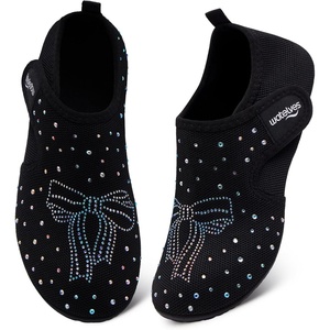 WateLves Water Shoes for Women Men Swim Beach Aqua Socks House Slippers Quick Dry Barefoot Travel Shoes with Adjustable Magic Tape for Pool Diving Boating Yoga(A-black/Colorful)