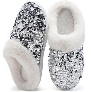 WateLves Women’s Slippers Comfort Memory Foam House Slippers Plush Lining Bedroom Shoes for Indoor & Outdoor(Sequins Silver)