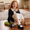 WateLves Toddler Girls Wide Ballet Flats Little Kids Mary Jane Dress Shoes(Black Velvet)