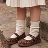 WateLves Toddler Girls Wide Ballet Flats Little Kids Mary Jane Dress Shoes(Leopard Suede)