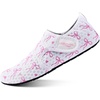 WateLves Water Shoes for Women Men Swim Beach Aqua Socks Quick Dry Barefoot House Slippers Travel Shoes with Adjustable Magic Tape for Pool Diving Boating Yoga Surf(B-white/Pink)