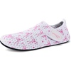 WateLves Water Shoes for Women Men Swim Beach Aqua Socks Quick Dry Barefoot House Slippers Travel Shoes with Adjustable Magic Tape for Pool Diving Boating Yoga Surf(B-white/Pink)