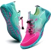 Water Shoes Mens Womens Beach Swim Shoes Quick-Dry Aqua Socks Pool Shoes for Surf Yoga Water Aerobics(B/Rose/Green)