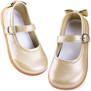 WateLves Toddler Girls Wide Ballet Flats Little Kids Mary Jane Dress Shoes(Champagne Patent)