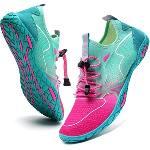 Water Shoes Mens Womens Beach Swim Shoes Quick-Dry Aqua Socks Pool Shoes for Surf Yoga Water Aerobics(B/Rose/Green)