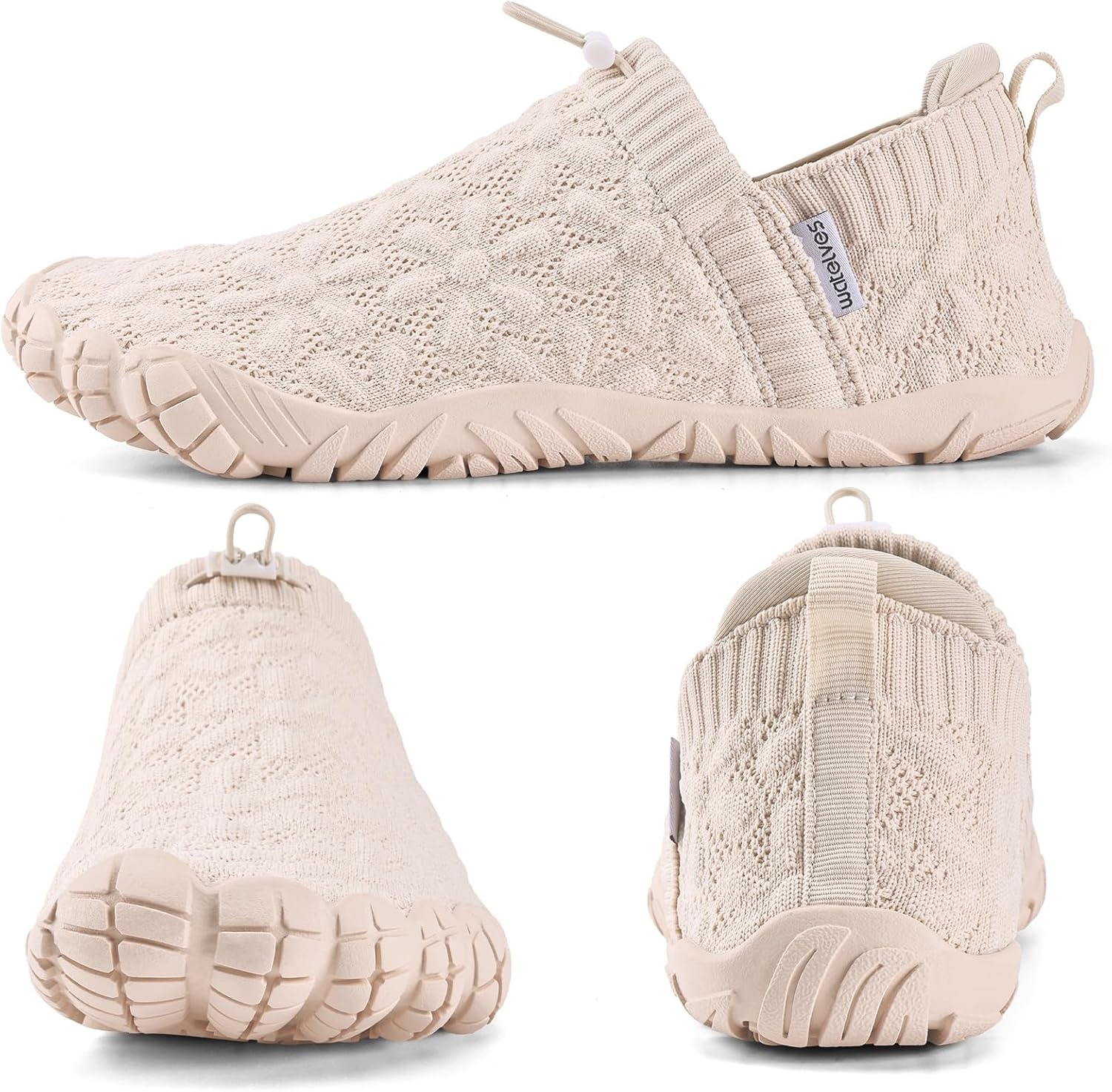 image:imageWateLves Barefoot Water Shoes Women Men Wide Toe Breathable Walking Shoes QuickDry Anti Slip Lightweight Aqua Shoes for Beach Swim Surf YogaBeige